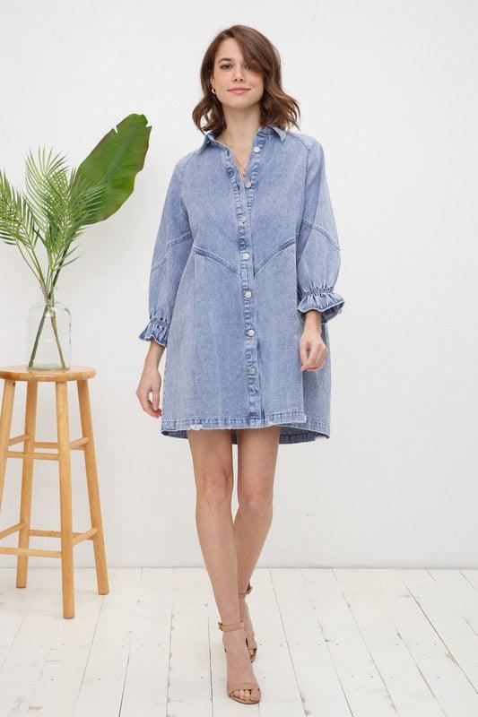 Washed Denim Dress - Hey Hunni LLC