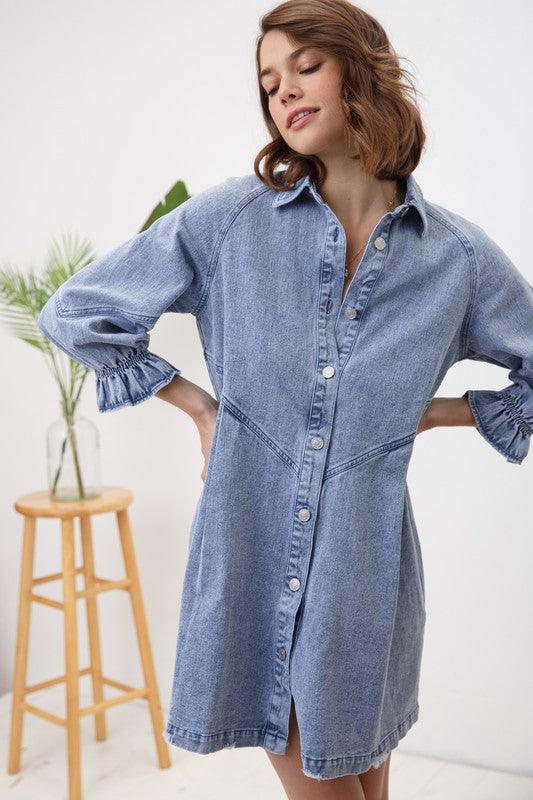 Washed Denim Dress - Hey Hunni LLC